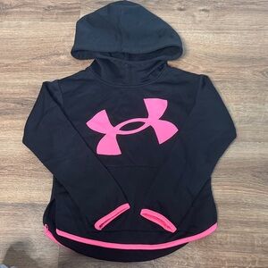 Under Armour Black Hoodie with Pink Logo and Trim - Kids